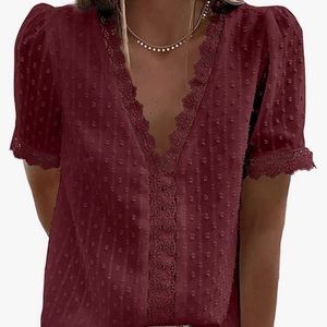 Asvidid Red Wine V neck blouse